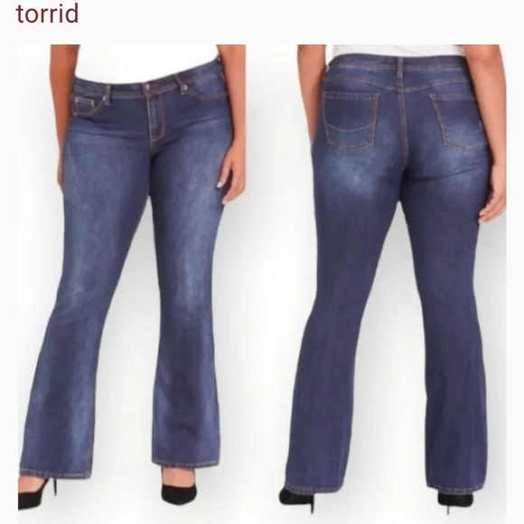 torrid Denim - Torrid Source Of Wisdom Flare / Boot Jeans, Size 14, Stretch Whiskered, 10” Rise